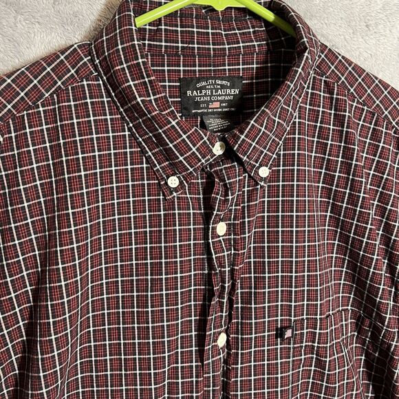 Polo Ralph Lauren Jeans Co. Men's XL Button Down Red Plaid RL Flag L/S - Picture 1 of 7